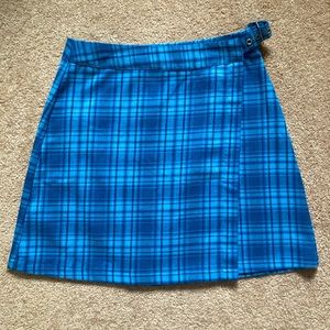 John Galt Brandy Melville Blue Flannel Wrap Skirt